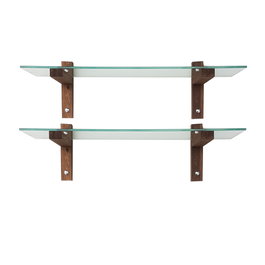 Hanah Home R200 Estantería de pared de cristal templado y madera de pino, Nogal